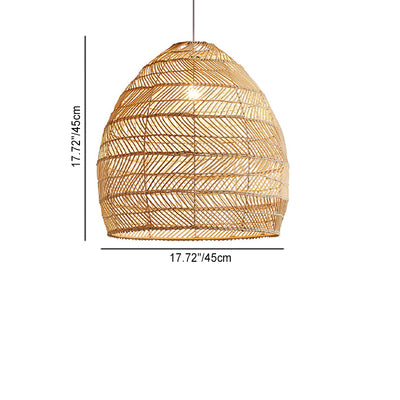 Traditional Farmhouse Oval Rattan Weaving 1-Light Pendant Light For Dining Room