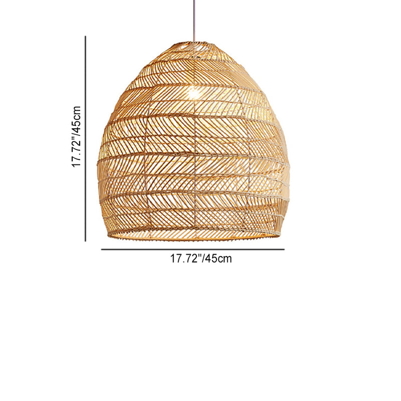 Traditional Farmhouse Oval Rattan Weaving 1-Light Pendant Light For Dining Room