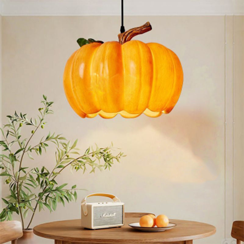 Contemporary Creative Resin Pumpkin 1-Light Pendant Light For Dining Room