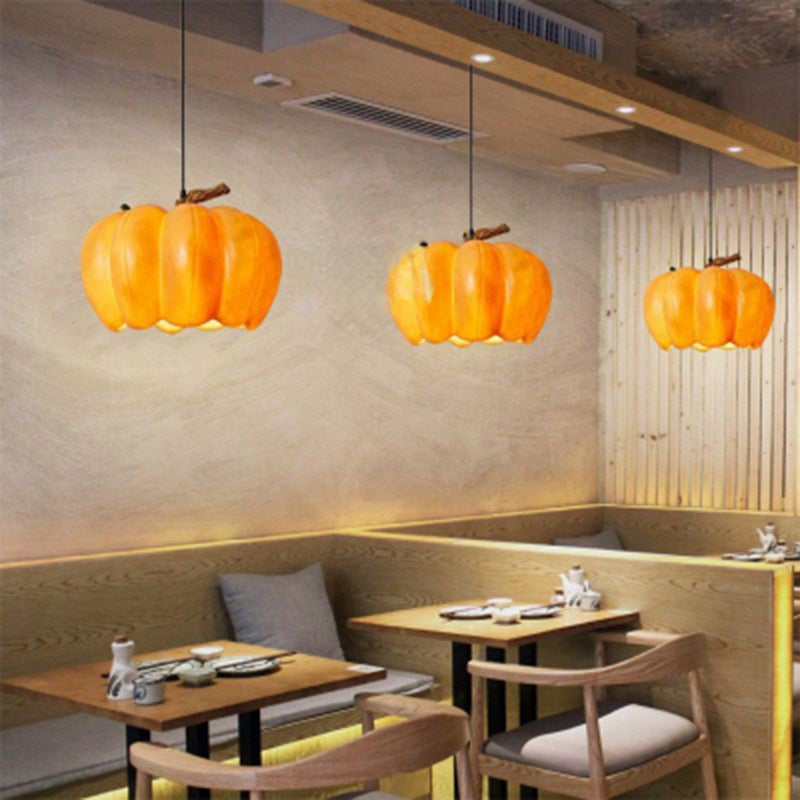 Contemporary Creative Resin Pumpkin 1-Light Pendant Light For Dining Room