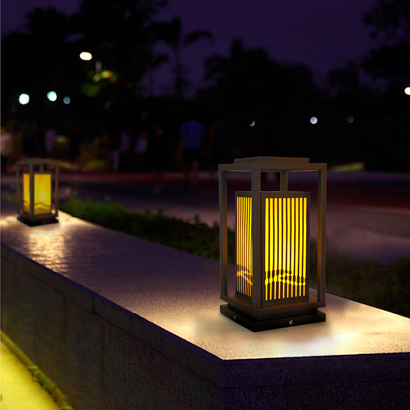 Contemporary Industrial Stainless Steel Imitation Marble Cuboid Shade LED Outdoor Post Light For Garden