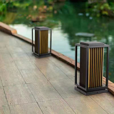 Contemporary Industrial Stainless Steel Imitation Marble Cuboid Shade LED Outdoor Post Light For Garden