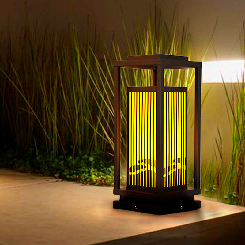 Contemporary Industrial Stainless Steel Imitation Marble Cuboid Shade LED Outdoor Post Light For Garden