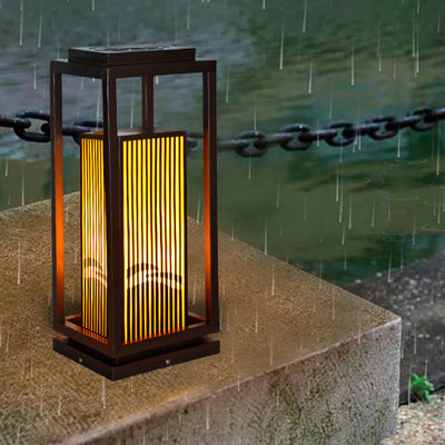 Contemporary Industrial Stainless Steel Imitation Marble Cuboid Shade LED Outdoor Post Light For Garden