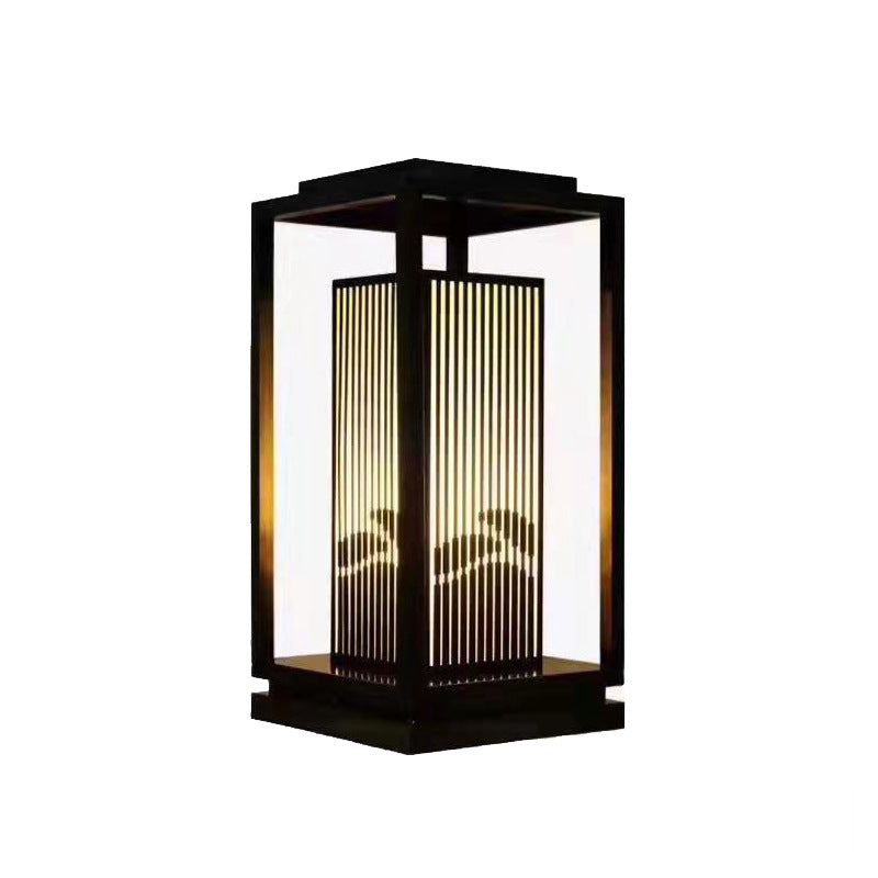 Contemporary Industrial Stainless Steel Imitation Marble Cuboid Shade LED Outdoor Post Light For Garden