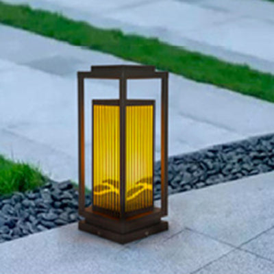 Contemporary Industrial Stainless Steel Imitation Marble Cuboid Shade LED Outdoor Post Light For Garden