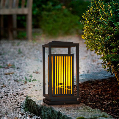 Contemporary Industrial Stainless Steel Imitation Marble Cuboid Shade LED Outdoor Post Light For Garden