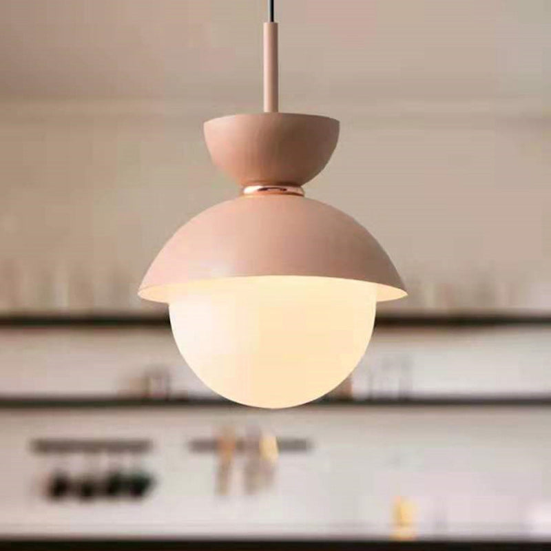 Contemporary Scandinavian Aluminum Globe Glass Shade 1-Light Pendant Light For Dining Room