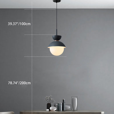 Contemporary Scandinavian Aluminum Globe Glass Shade 1-Light Pendant Light For Dining Room