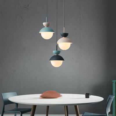 Contemporary Scandinavian Aluminum Globe Glass Shade 1-Light Pendant Light For Dining Room