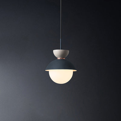 Contemporary Scandinavian Aluminum Globe Glass Shade 1-Light Pendant Light For Dining Room