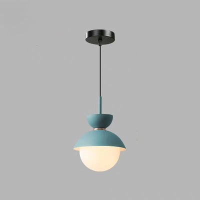 Contemporary Scandinavian Aluminum Globe Glass Shade 1-Light Pendant Light For Dining Room