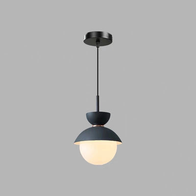 Contemporary Scandinavian Aluminum Globe Glass Shade 1-Light Pendant Light For Dining Room