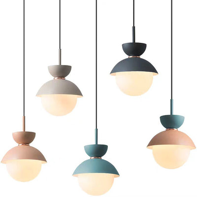 Contemporary Scandinavian Aluminum Globe Glass Shade 1-Light Pendant Light For Dining Room