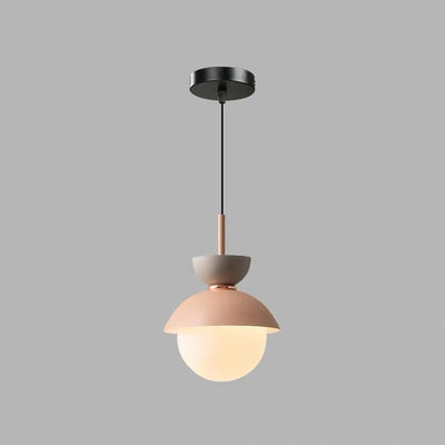 Contemporary Scandinavian Aluminum Globe Glass Shade 1-Light Pendant Light For Dining Room