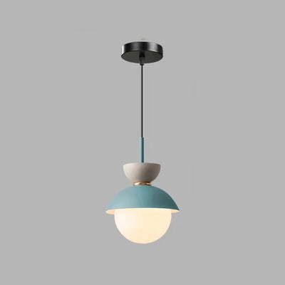 Contemporary Scandinavian Aluminum Globe Glass Shade 1-Light Pendant Light For Dining Room