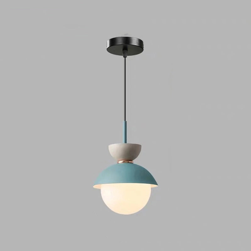 Contemporary Scandinavian Aluminum Globe Glass Shade 1-Light Pendant Light For Dining Room