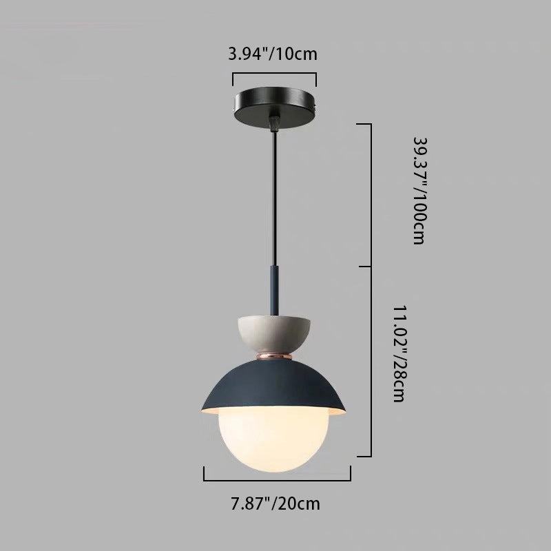 Contemporary Scandinavian Aluminum Globe Glass Shade 1-Light Pendant Light For Dining Room