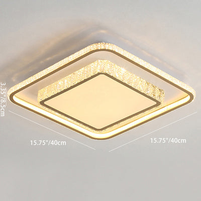 Modern Minimalist Geometric Square Aluminum Acrylic LED Flush Mount Ceiling Light For Bedroom