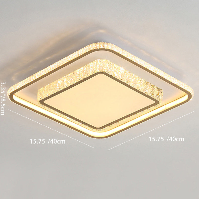 Modern Minimalist Geometric Square Aluminum Acrylic LED Flush Mount Ceiling Light For Bedroom