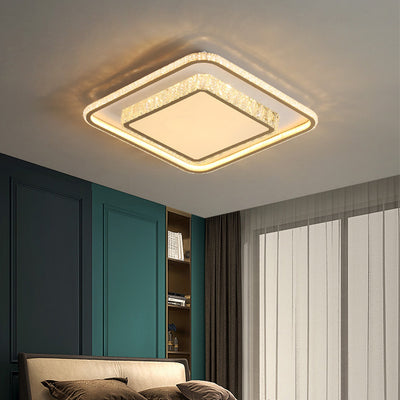 Modern Minimalist Geometric Square Aluminum Acrylic LED Flush Mount Ceiling Light For Bedroom