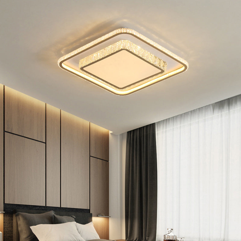 Modern Minimalist Geometric Square Aluminum Acrylic LED Flush Mount Ceiling Light For Bedroom