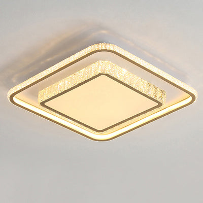 Modern Minimalist Geometric Square Aluminum Acrylic LED Flush Mount Ceiling Light For Bedroom