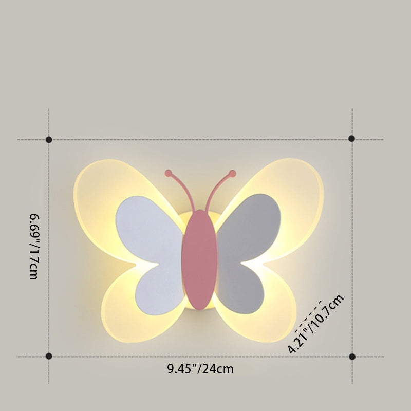 Contemporary Creative Butterfly Acrylic Iron LED Wall Sconce Lamp For Bedroom