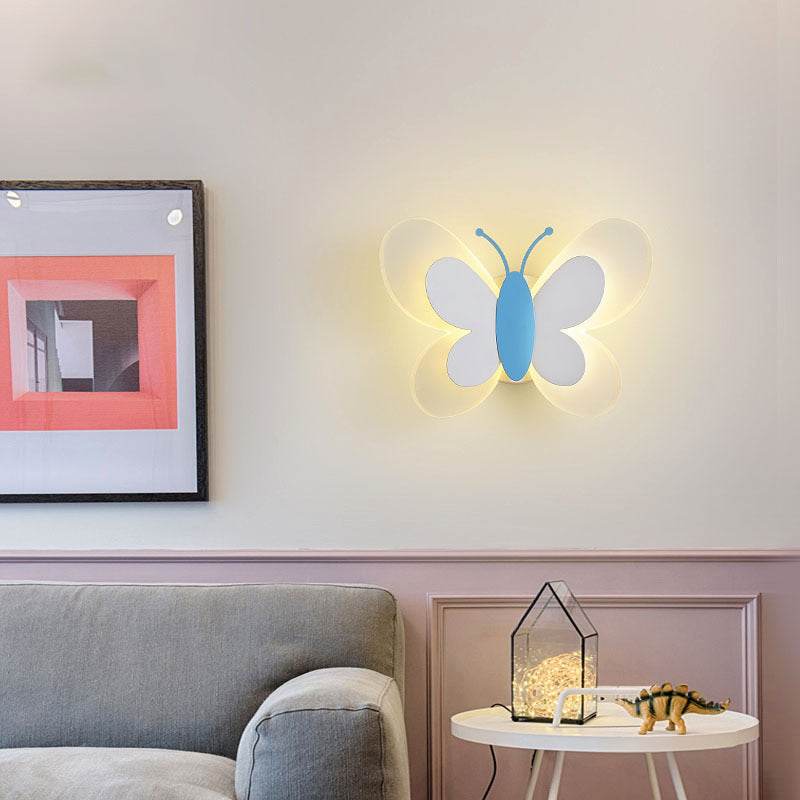 Contemporary Creative Butterfly Acrylic Iron LED Wall Sconce Lamp For Bedroom