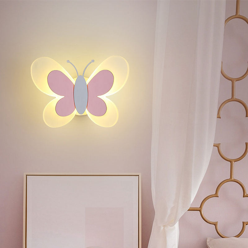 Contemporary Creative Butterfly Acrylic Iron LED Wall Sconce Lamp For Bedroom