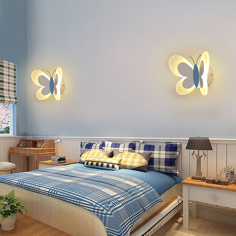 Contemporary Creative Butterfly Acrylic Iron LED Wall Sconce Lamp For Bedroom