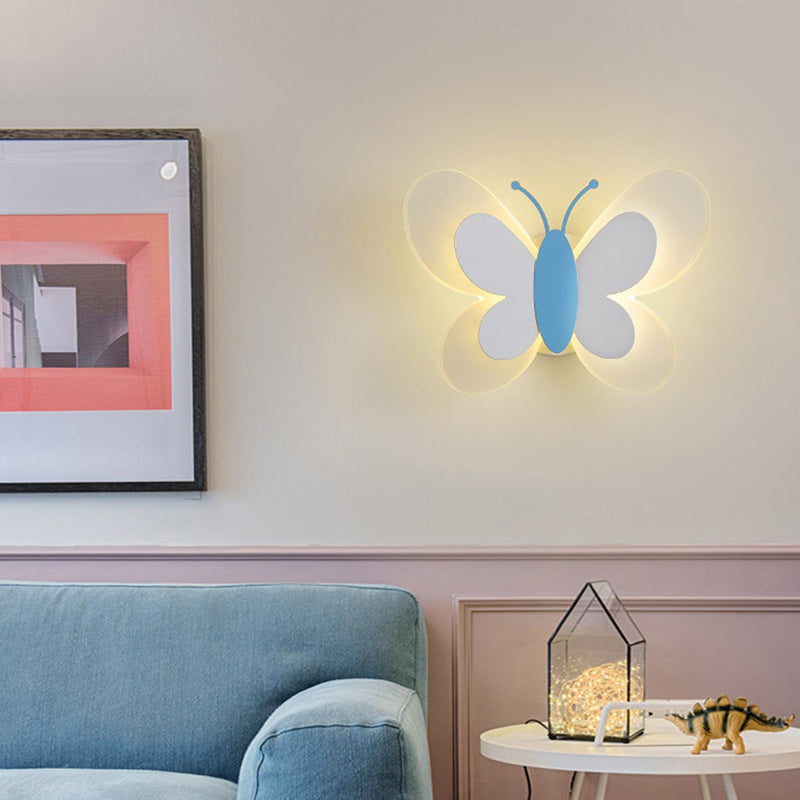 Contemporary Creative Butterfly Acrylic Iron LED Wall Sconce Lamp For Bedroom