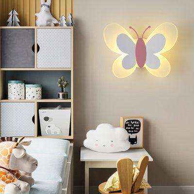 Contemporary Creative Butterfly Acrylic Iron LED Wall Sconce Lamp For Bedroom