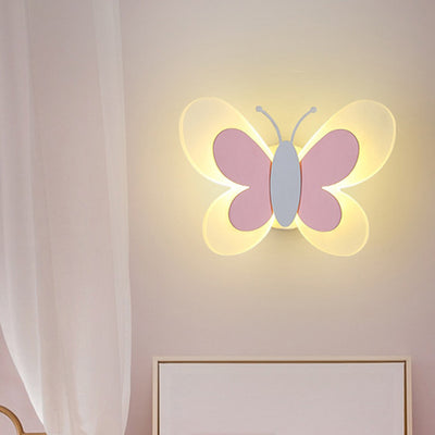 Contemporary Creative Butterfly Acrylic Iron LED Wall Sconce Lamp For Bedroom