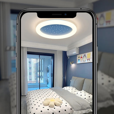 Modern Minimalist Starry Sky Round Acrylic LED Flush Mount Ceiling Light For Bedroom