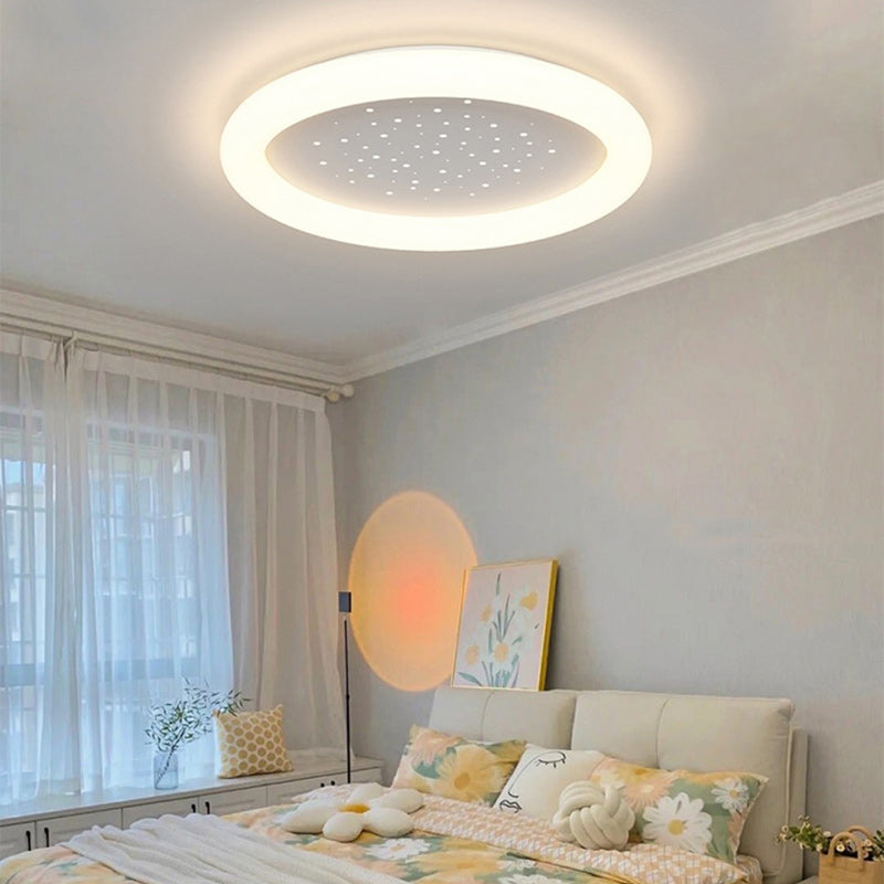 Modern Minimalist Starry Sky Round Acrylic LED Flush Mount Ceiling Light For Bedroom