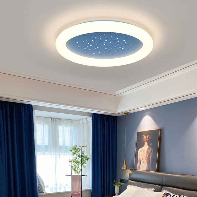 Modern Minimalist Starry Sky Round Acrylic LED Flush Mount Ceiling Light For Bedroom