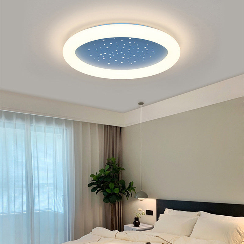 Modern Minimalist Starry Sky Round Acrylic LED Flush Mount Ceiling Light For Bedroom