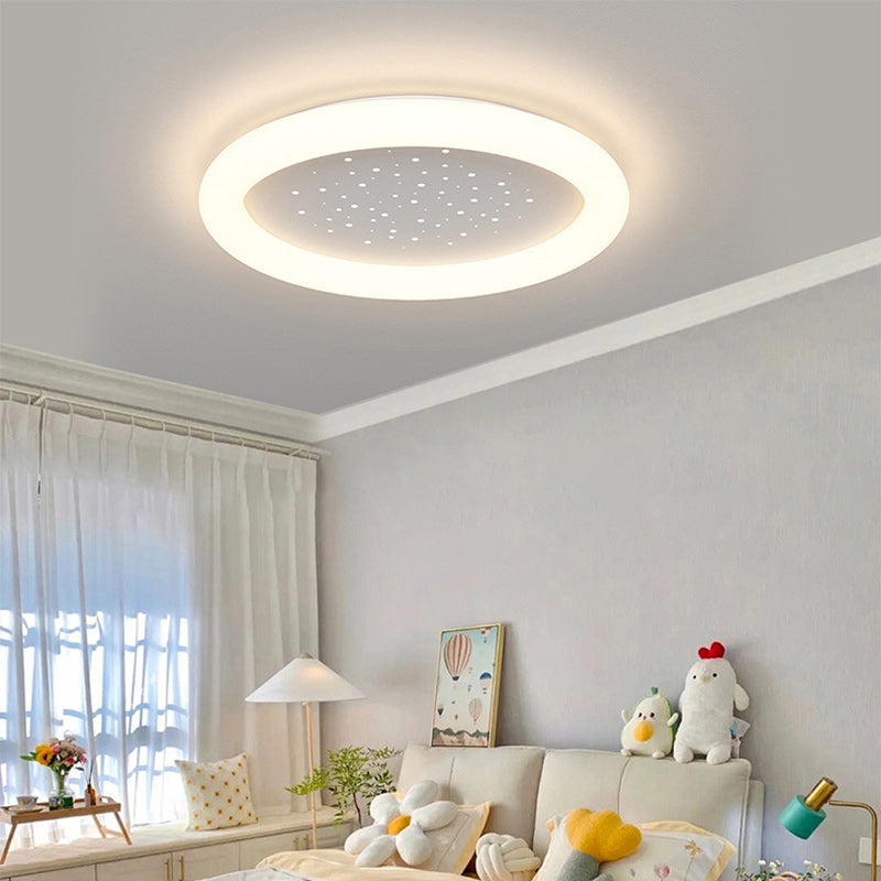 Modern Minimalist Starry Sky Round Acrylic LED Flush Mount Ceiling Light For Bedroom