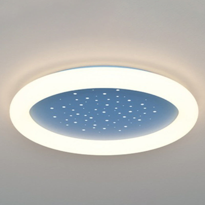 Modern Minimalist Starry Sky Round Acrylic LED Flush Mount Ceiling Light For Bedroom