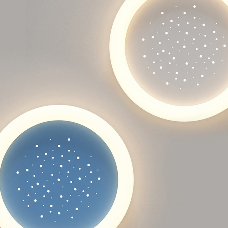 Modern Minimalist Starry Sky Round Acrylic LED Flush Mount Ceiling Light For Bedroom