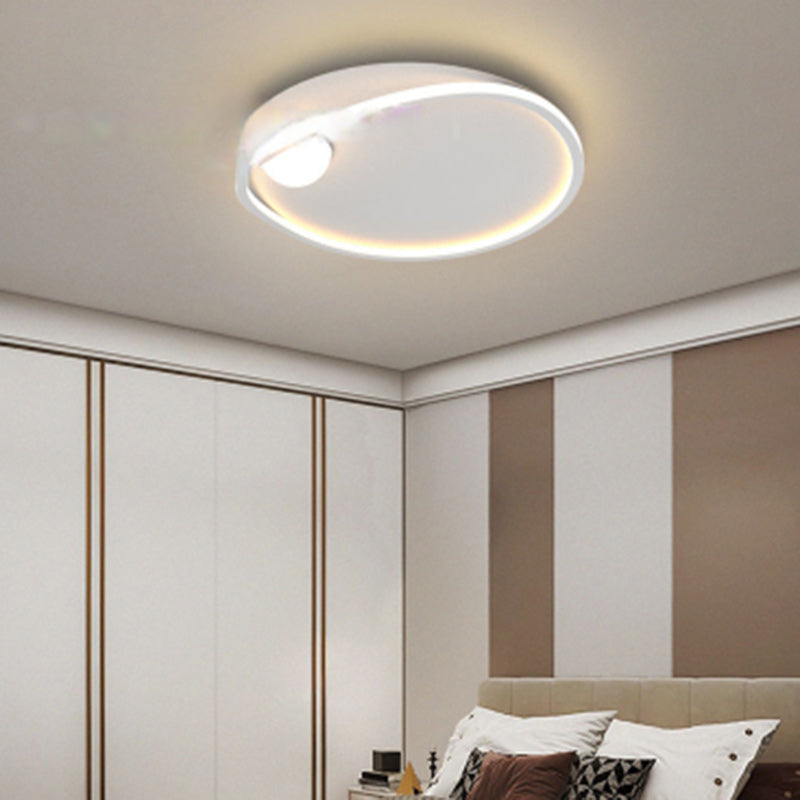 Modern Simplicity Geometric Round Aluminum LED Flush Mount Ceiling Light For Bedroom