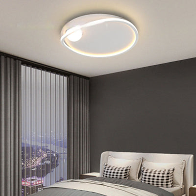 Modern Simplicity Geometric Round Aluminum LED Flush Mount Ceiling Light For Bedroom