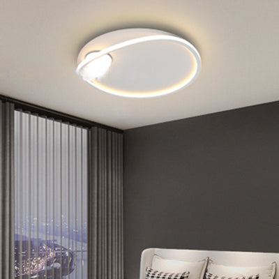 Modern Simplicity Geometric Round Aluminum LED Flush Mount Ceiling Light For Bedroom