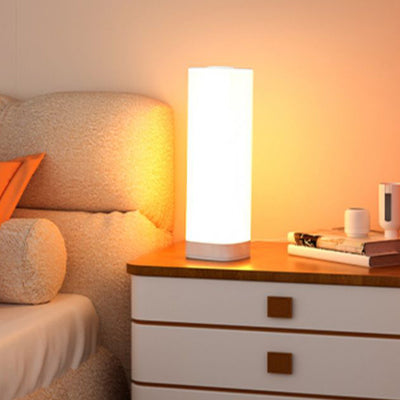 Modern Minimalist Acrylic Column Shade USB LED Table Lamp For Bedroom