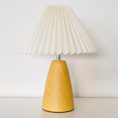 Traditional French Pleated Fabric Shade Ceramic Base USB LED Table Lamp For Bedroom