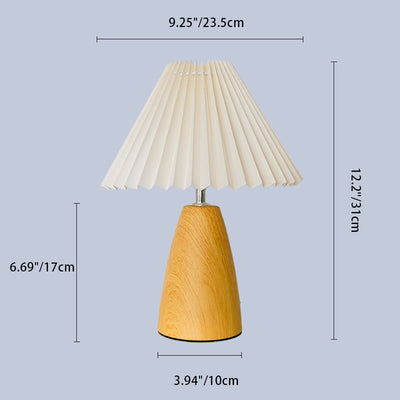 Traditional French Pleated Fabric Shade Ceramic Base USB LED Table Lamp For Bedroom