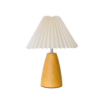 Traditional French Pleated Fabric Shade Ceramic Base USB LED Table Lamp For Bedroom