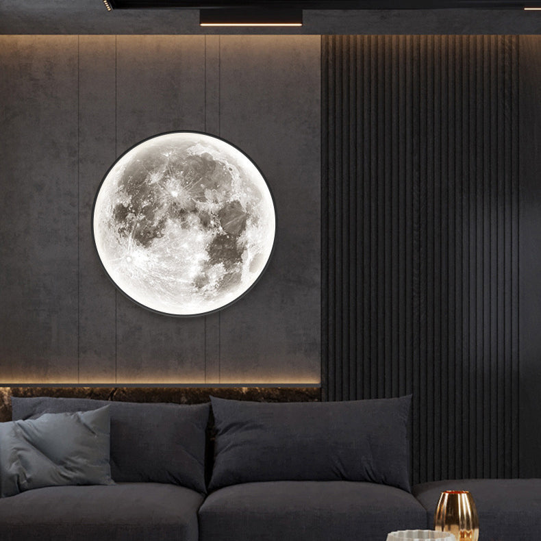 Contemporary Nordic Earth Moon Acrylic Round LED Wall Sconce Lamp For Bedroom