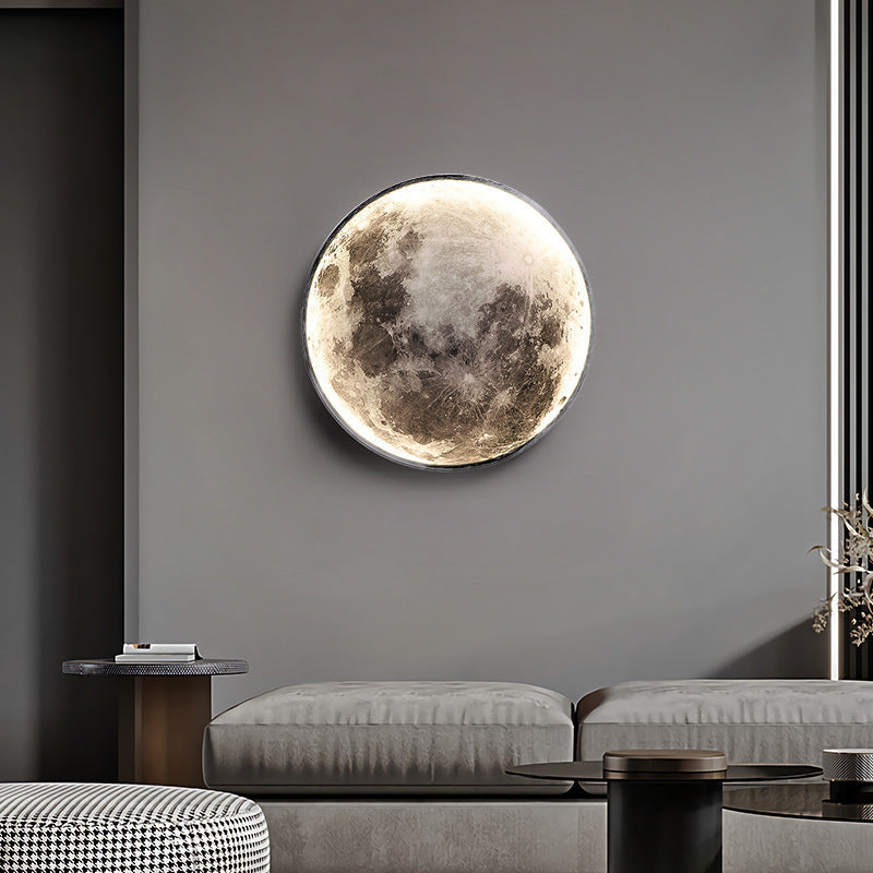 Contemporary Nordic Earth Moon Acrylic Round LED Wall Sconce Lamp For Bedroom